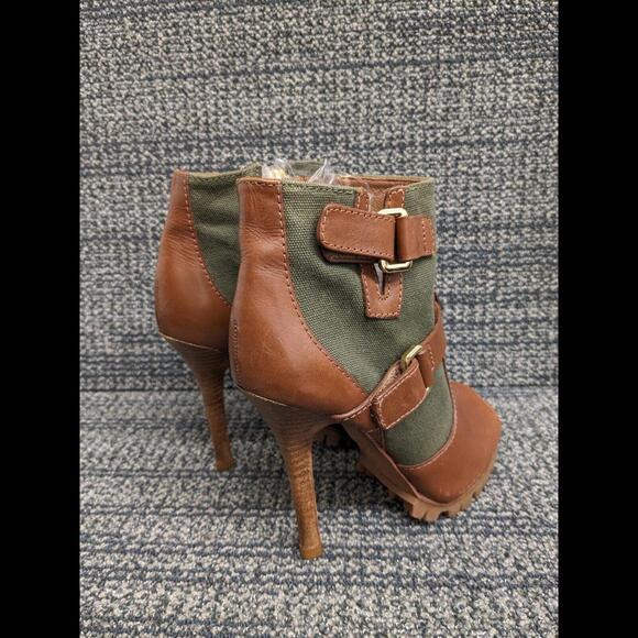 Tory Burch Oren Peep Toe Ankle Booties Olive Brown Women 7.5 - Picture 5 of 14